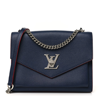 LOUIS VUITTON Soft Calfskin Mylockme Chain Bag BB Marine Rouge