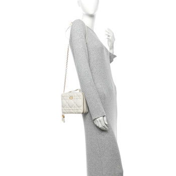 CHRISTIAN DIOR Calfskin Macrocannage Caro Box Bag Latte