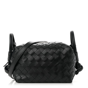 BOTTEGA VENETA Calfskin Intrecciato Small Loop Top Handle Black