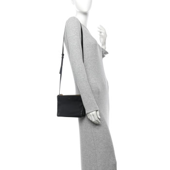 CELINE Lambskin Small Trio Crossbody Bag Black
