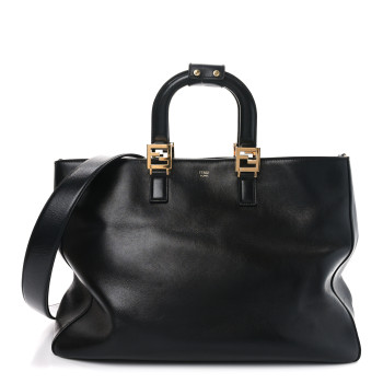 FENDI Vitello Glacier Large FF Tote Black