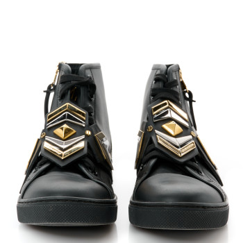 LOUIS VUITTON Calfskin Punchy Karakoram Sneaker Boots 37.5 Black