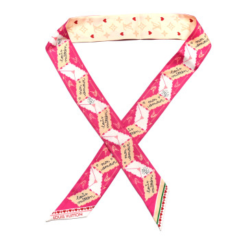 LOUIS VUITTON Silk Monogram LV Love Letters BB Bandeau Pink