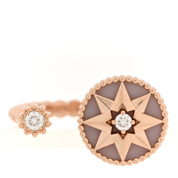 CHRISTIAN DIOR 18K Rose Gold Diamond Pink Opal Rose Des Vents Ring 51 5.75