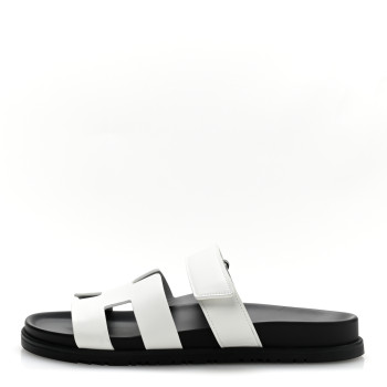 HERMES Calfskin Womens Chypre Sandals 41 White