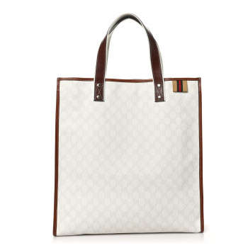 GUCCI GG Plus Monogram Medium Signature Web Loop Tote White