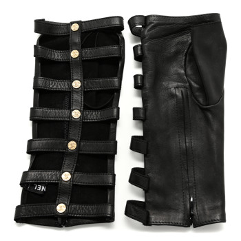 CHANEL Calfskin Fingerless Gloves 8 Black