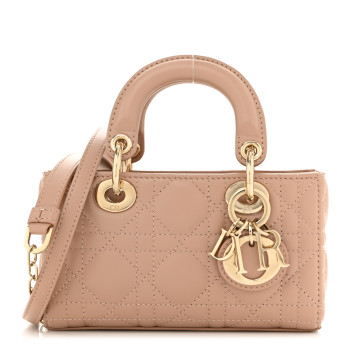CHRISTIAN DIOR Lambskin Cannage Micro Lady D-Joy Rose Des Vents