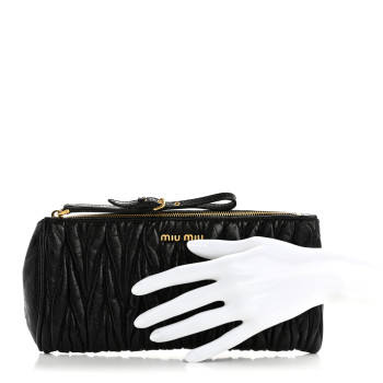 MIU MIU Nappa Matelasse Wristlet Black
