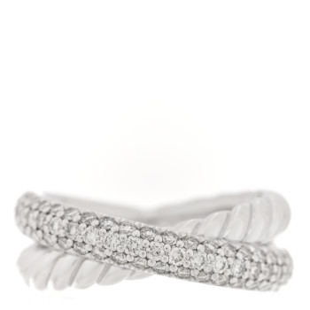 DAVID YURMAN Sterling Silver Diamond 7.4mm Crossover Two Row Ring 50 5.25
