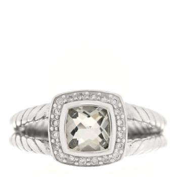 DAVID YURMAN Sterling Silver Diamond Prasiolite 7mm Petite Albion Ring 59 8.75