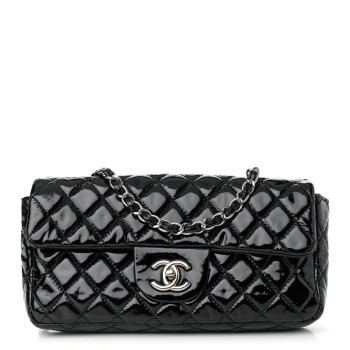 CHANEL Patent Quilted Medium Single Flap Black