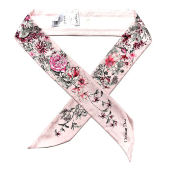 CHRISTIAN DIOR Silk Floral Mitzah Scarf Rose