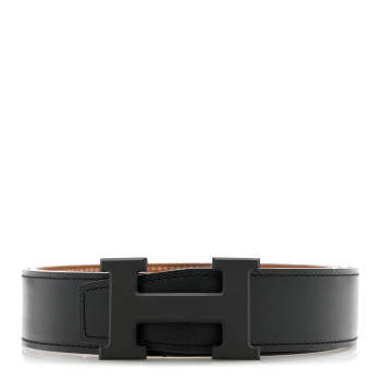 HERMES Box Togo So Black 32mm H Belt 95 Black Gold