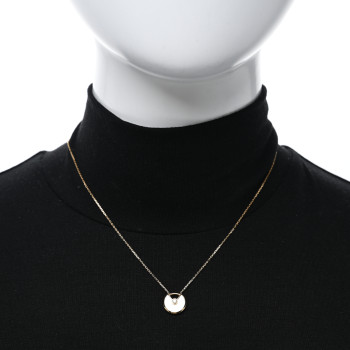 CARTIER 18K Yellow Gold Diamond Mother of Pearl XS Amulette de Cartier Pendant Necklace