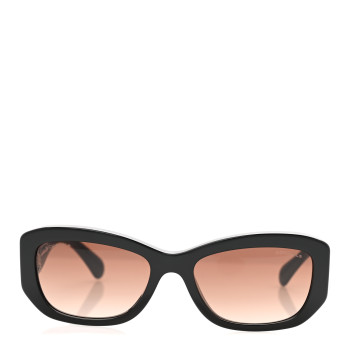CHANEL Acetate Rectangle Sunglasses 5493 Black Brown