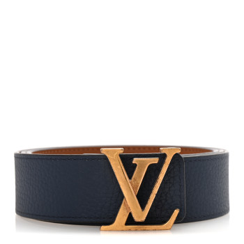 LOUIS VUITTON Taurillon Calfskin 30mm LV Initiales Reversible Belt 95 38 Navy Brown