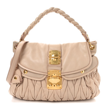 MIU MIU Nappa Matelasse Coffer Hobo Cammeo