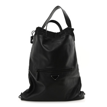 PRADA Grace Lux Drawstring Backpack Black