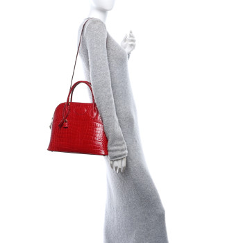 HERMES Shiny Porosus Crocodile Bolide 31 Rouge Vif