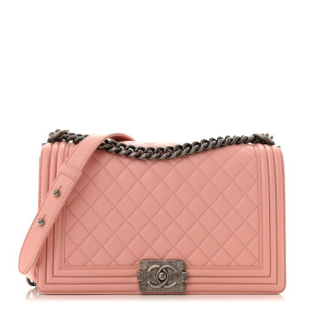 CHANEL Lambskin Quilted New Medium Boy Flap Light Pink