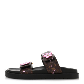 LOUIS VUITTON LV X TM Monogram LV Sunset Flat Comfort Mule 38.5 Sakura Brown