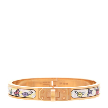 HERMES Enamel Printed Hermes Flagship Mini Clic Kelly Bracelet PM Jasmin