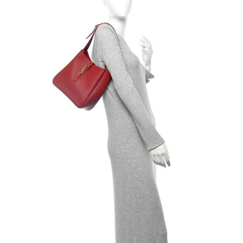 SAINT LAURENT Smooth Calfskin Small Le 5 A 7 Soft Hobo Red Danger