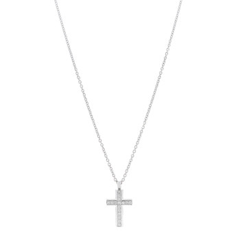 BULGARI 18K White Gold Diamond Cross Pendant Necklace