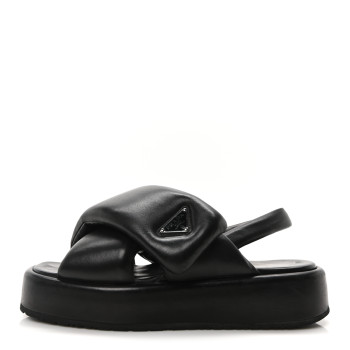 PRADA Nappa Padded Platform Slingback Sandals 39.5 Black