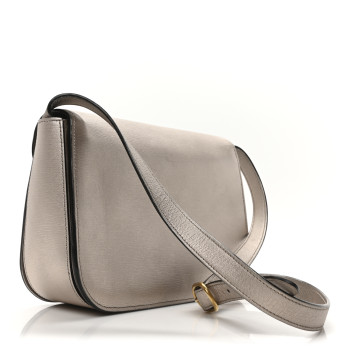 GUCCI Textured Metallic Calfskin Bright Bit Flap Bag Silver