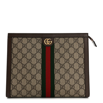 GUCCI GG Supreme Monogram Web Ophidia Pouch Brown