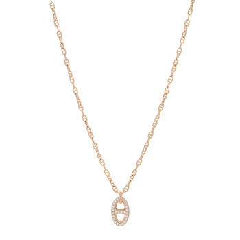 HERMES 18K Rose Gold Diamond PM New Farandole Pendant Necklace SH