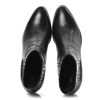 SAINT LAURENT Calfskin Brit Souple Ankle Boots 37.5 Black