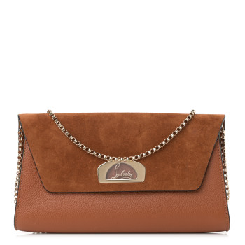 CHRISTIAN LOUBOUTIN Veau Velours Calfskin Vero Dodat Clutch Cannelle