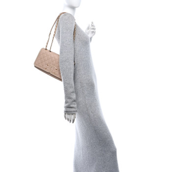 CHANEL Caviar Quilted Medium CC Filigree Flap Beige