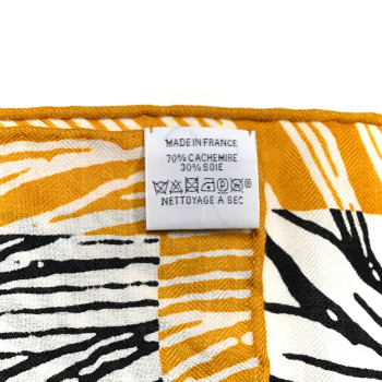 HERMES Cashmere Silk Cavaliere En Formes Shawl 140 White Black Kaki