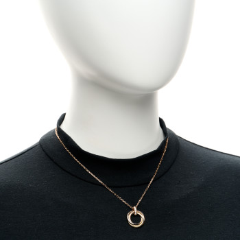 CARTIER 18K Pink White Yellow Gold Diamond Trinity Pendant Necklace