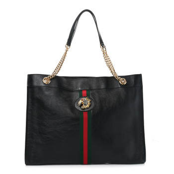 GUCCI Calfskin Large Rajah Chain Tote Black