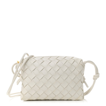 BOTTEGA VENETA Nappa Intrecciato Mini Loop Camera Bag White