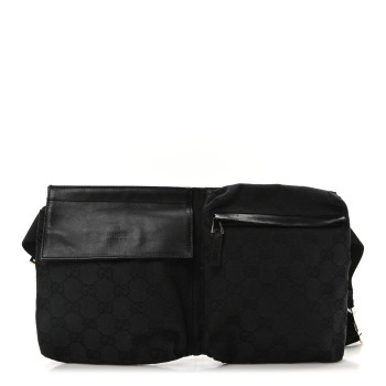 GUCCI GG Monogram Double Pocket Belt Bag Black