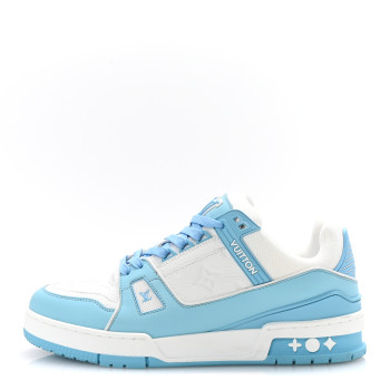 LOUIS VUITTON Calfskin Monogram Womens LV Trainer Sneakers 39.5 Sky Blue LOUIS VUITTON Calfskin Monogram Womens LV Trainer Sneakers 39.5 Sky Blue
