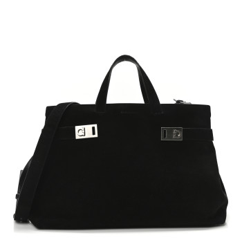SALVATORE FERRAGAMO Suede Mens Wanda Tote Bag Black