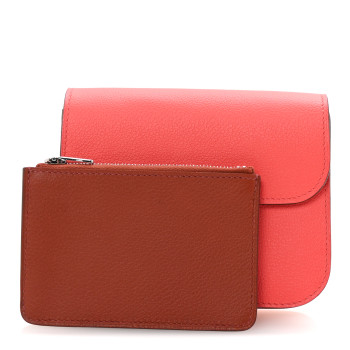 HERMES Evercolor Bi-Color Constance Slim Wallet Rose Texas Sienne