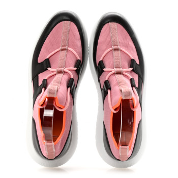 HERMES Technical Canvas Calfskin Mens Duel Sneakers 43 Pink Brown