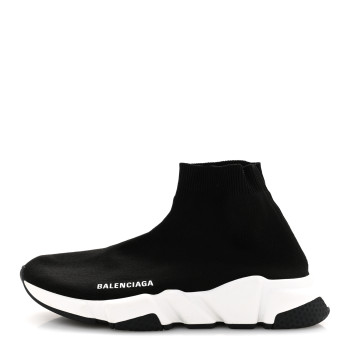 BALENCIAGA Neoprene Knit Womens Speed Sneakers 39 Black White