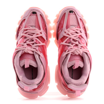 BALENCIAGA Rubber Mesh Fabric Clear Sole Womens Track Sneakers 39 Pink