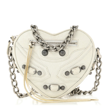BALENCIAGA Agneau Arena Mini Le Cagole Heart Bag Optic White