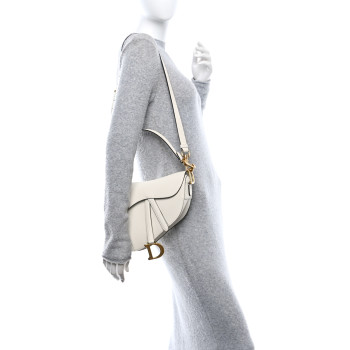CHRISTIAN DIOR Grained Calfskin Saddle Bag With Strap Latte