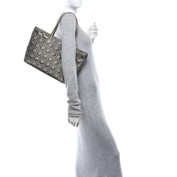 CHRISTIAN DIOR Coated Canvas Cannage Small Panarea Tote Bronze